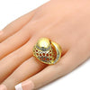 Anillo Multi Piedra 01.241.0029.07 Oro Laminado, Diseño de Llave Griega, con Cristal Blanca, Pulido, Dorado