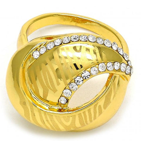 Anillo Multi Piedra 01.241.0003.07 Oro Laminado, Diseño de Chunky, con Cristal Blanca, Pulido, Dorado