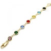 Pulsera Elegante 03.326.0001.07 Oro Laminado, con Cristal Multicolor, Pulido, Dorado