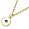 Collares con Dije 04.313.0033.20 Oro Laminado, Diseño de Ojo Griego, Esmaltado Blanco, Dorado