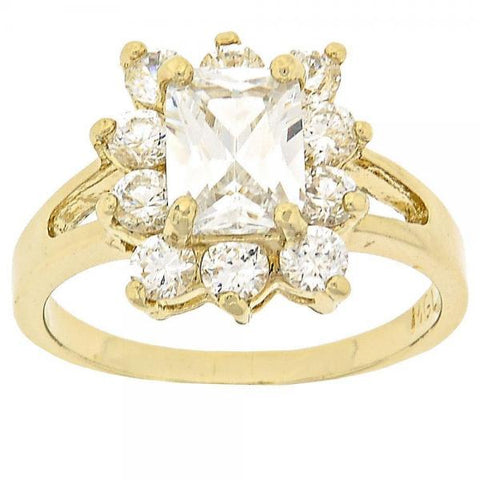 Anillo Multi Piedra 5.055.008.09 Oro Laminado, con Zirconia Cubica Blanca, Pulido, Dorado