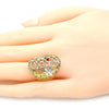Anillo Elegante 01.100.0012.07 Oro Laminado, Diseño de Flor, Pulido, Tricolor