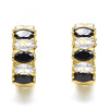 Argolla Huggie 02.210.0028.3.15 Oro Laminado, con Zirconia Cubica Negro y Blanca, Pulido, Dorado