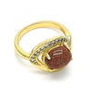 Anillo Multi Piedra 01.210.0133.08 Oro Laminado, Diseño de Ojo Griego, con  Onix Negro y Zirconia CubicaBlanca, Pulido, Dorado