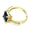 Anillo Multi Piedra 01.284.0056.3 Oro Laminado, con Zirconia Cubica Zafiro Azul y Micro PaveBlanca, Pulido, Dorado