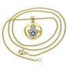 Collares con Dije 04.156.0398.20 Oro Laminado, Diseño de Mano de Dios, con Micro Pave Zafiro Azul y Blanca, Pulido, Dorado