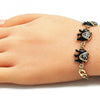 Pulsera Elegante 03.351.0109.07 Oro Laminado, Diseño de Elefante, con Cristal Blanca, Esmaltado Negro, Dorado