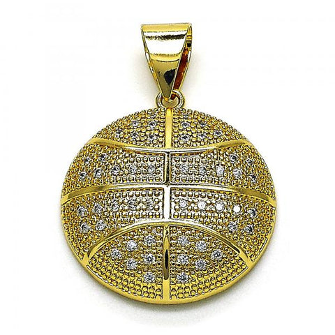 Dije Elegante 05.342.0142 Oro Laminado, Diseño de Bola, con Micro Pave Blanca, Pulido, Dorado