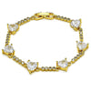 Pulsera Elegante 03.283.0312.07 Oro Laminado, Diseño de Corazon, con Zirconia Cubica Blanca, Pulido, Dorado