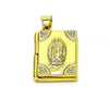 Dije Relicario 05.341.0075 Oro Laminado, Diseño de Guadalupe, con Micro Pave Blanca, Pulido, Dorado