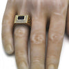 Anillo de Hombre 01.266.0014.2.11 Oro Laminado, con Zirconia Cubica Zafiro Azul y CristalBlanca, Pulido, Dorado