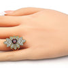 Anillo Multi Piedra 01.346.0002.07 Oro Laminado, con Zirconia Cubica Granate y Blanca, Pulido, Dorado