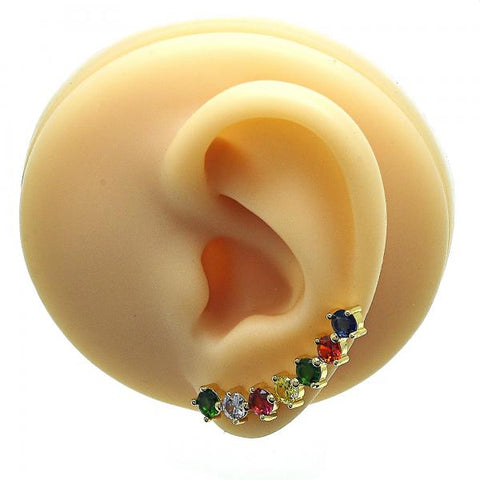 Arete Orejera 02.210.0734.1 Oro Laminado, con Zirconia Cubica Multicolor, Pulido, Dorado