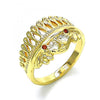 Anillo Multi Piedra 01.185.0019.11 Oro Laminado, con Zirconia Cubica Granate y Blanca, Pulido, Dorado