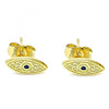 Arete Dormilona 02.156.0557 Oro Laminado, Diseño de Ojo Griego, con Micro Pave Zafiro Azul, Pulido, Dorado