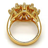 Anillo Multi Piedra 01.210.0037.08 Oro Laminado, Diseño de Flor, con Zirconia Cubica Blanca, Pulido, Dorado