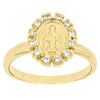 Anillo Multi Piedra 5.165.022.06 Oro Laminado, Diseño de Virgen Maria, con Zirconia Cubica Blanca, Pulido, Dorado