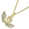 Collares con Dije 04.344.0017.20 Oro Laminado, Diseño de Cisne, con Micro Pave Blanca, Pulido, Dorado