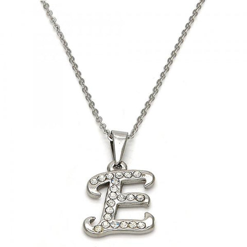 Collares con Dije 04.238.0004.1.18 Acero Inoxidable, Diseño de Iniciales y Rolo, Diseño de Iniciales, con Cristal Blanca, Pulido, Acero