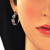 Argolla Pequeña 02.100.0073.3.20 Oro Laminado, con Cristal Negro y Blanca, Pulido, Dorado