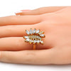 Anillo Multi Piedra 01.210.0044.08 Oro Laminado, con Zirconia Cubica Blanca, Pulido, Dorado