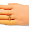 Anillo Multi Piedra 01.310.0029 Oro Laminado, Diseño de Amor, Pulido, Dorado