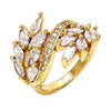 Anillo Multi Piedra 01.210.0034.07 Oro Laminado, Diseño de Oja, con Zirconia Cubica Blanca, Pulido, Dorado