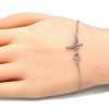 Pulsera Elegante 03.336.0045.07 Plata Rodinada, Diseño de Corazon, con Zirconia Cubica Blanca, Pulido, Rodinado