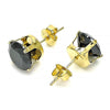 Arete Dormilona 5.128.021.6 Oro Laminado, con Zirconia Cubica Negro, Pulido, Dorado