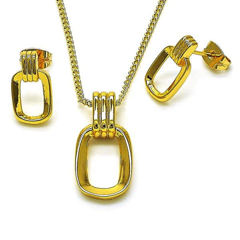Juego de Arete y Dije de Adulto 10.342.0160 Oro Laminado, Diseño de Hebillas de Cinturon, Pulido, Dorado
