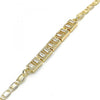 Pulsera Elegante 03.63.1995.08 Oro Laminado, con Zirconia Cubica Blanca, Pulido, Dorado