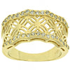 Anillo Multi Piedra 5.166.005.07 Oro Laminado, Diseño de Flor, con Micro Pave Blanca, Pulido, Dorado