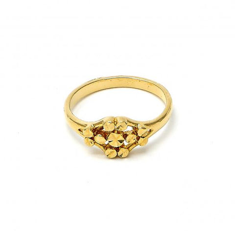 Anillo Elegante 5.174.019.08 Oro Laminado, Diseño de Flor, Diamantado, Dorado