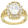 Anillo Multi Piedra 5.167.006.09 Oro Laminado, Diseño de Cluster, con Zirconia Cubica Blanca, Pulido, Dorado