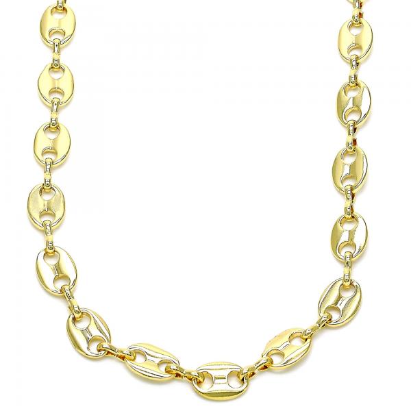 Gargantilla Básica 04.326.0002.30 Oro Laminado, Diseño de Puff Mariner, Pulido, Dorado