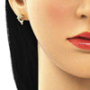 Arete Dormilona 02.342.0114 Oro Laminado, Diseño de Delfin, con Micro Pave Blanca, Pulido, Dorado