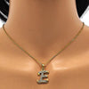 Collares con Dije 04.238.0004.18 Acero Inoxidable, Diseño de Iniciales y Rolo, Diseño de Iniciales, con Cristal Blanca, Pulido, Dorado