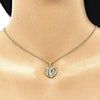 Juego de Arete y Dije de Adulto 10.199.0034.2 Oro Laminado, Diseño de Corazon, con Micro Pave Granate y Blanca, Pulido, Dorado