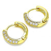Argolla Huggie 02.381.0010.1.12 Oro Laminado, con Micro Pave Blanca, Pulido, Dorado