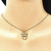 Collares con Dije 04.313.0036.20 Oro Laminado, Diseño de Corazon y Mama, Diseño de Corazon, con Micro Pave Blanca, Pulido, Dorado