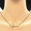 Collares con Dije 04.336.0054.2.16 Plata Rodinada, Diseño de Cruz, con Zirconia Cubica Blanca, Pulido, Dorado