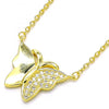 Collares con Dije 04.336.0098.2.16 Plata Rodinada, Diseño de Mariposa, con Micro Pave Blanca, Pulido, Dorado