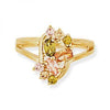 Anillo Multi Piedra 5.172.016.07 Oro Laminado, Diseño de Flor, con Zirconia Cubica Multicolor, Pulido, Dorado