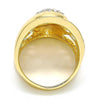 Anillo Multi Piedra 01.160.0003.08 Oro Laminado, Diseño de Flor, con Cristal Blanca, Pulido, Dorado