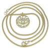 Collares con Dije 04.362.0016.20 Oro Laminado, Diseño de Ojo Griego, con Micro Pave Blanca, Pulido, Dorado