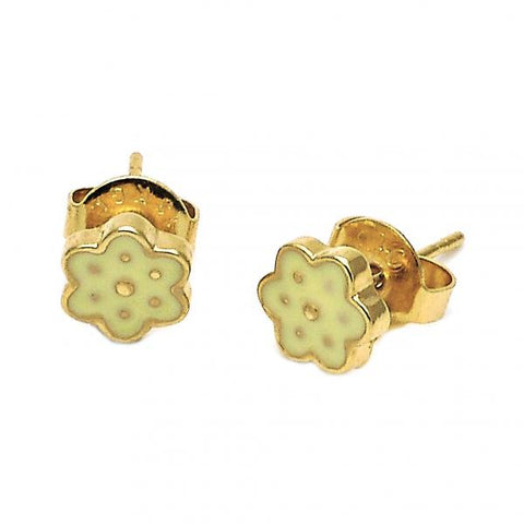 Arete Dormilona 02.64.0363 *PROMO* Oro Laminado, Diseño de Flor, Esmaltado Amarillo, Dorado