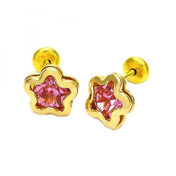 Arete Dormilona 02.09.0029.1 Oro Laminado, Diseño de Estrella, con Zirconia Cubica Rodolito Claro, Pulido, Dorado