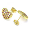 Arete Dormilona 02.156.0476.1 Oro Laminado, Diseño de Corazon, con Micro Pave Rubi, Pulido, Dorado