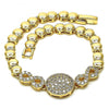 Pulsera Elegante 03.283.0195.08 Oro Laminado, Diseño de Infinito, con Micro Pave Blanca, Pulido, Dorado