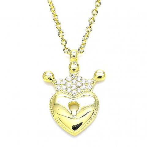 Collares con Dije 04.336.0010.2.16 Plata Rodinada, Diseño de Candado y Corona, Diseño de Candado, Pulido, Dorado